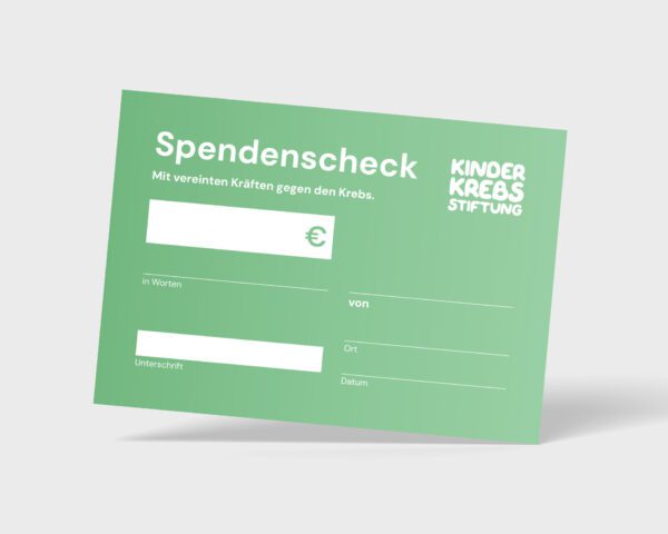 Kinderkrebsstiftung Spendenscheck